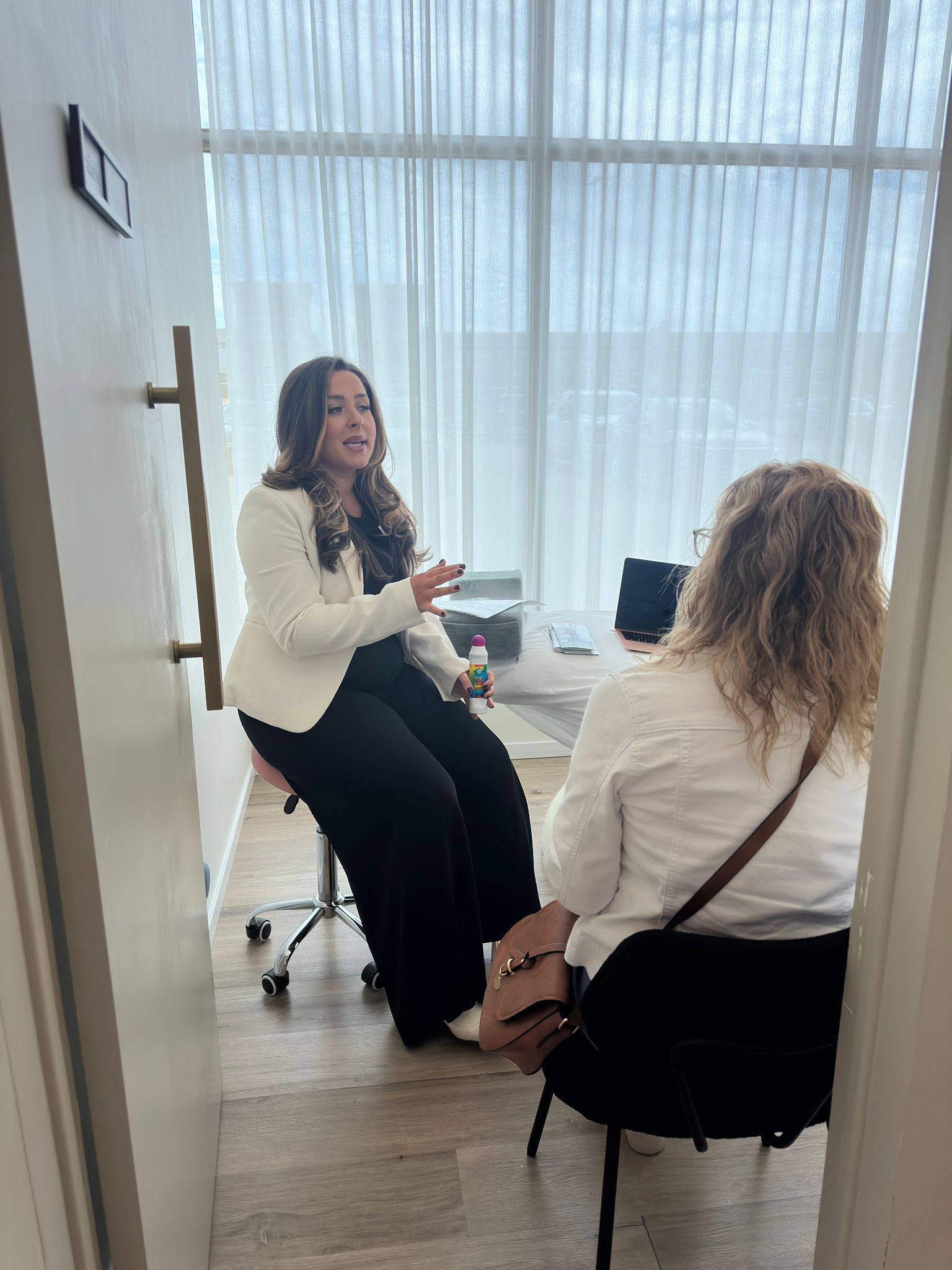 A one-on-one consultation with a skincare specialist